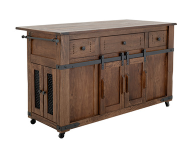 IFD866ISLAND 3 Drawer 4 Doors 2 Sliding Doors Kitchen Island "Parota"