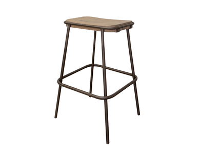 IFD8681STL24 Metal Frame Wooden Seat 24" Stool "Natural Parota"