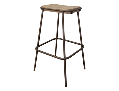 IFD8681STL30 Metal Frame Wooden Seat 30" Stool "Natural Parota"