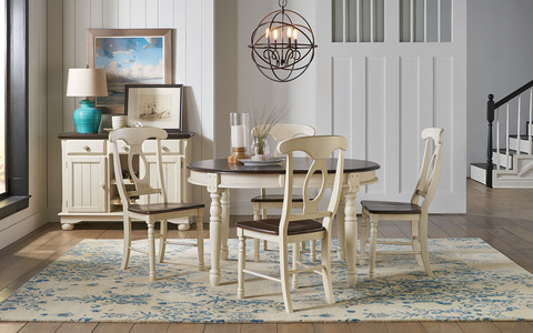 BRICO6310 42x52 Leg Table W/2-12 Leaves - Cocoa-Chalk Finish