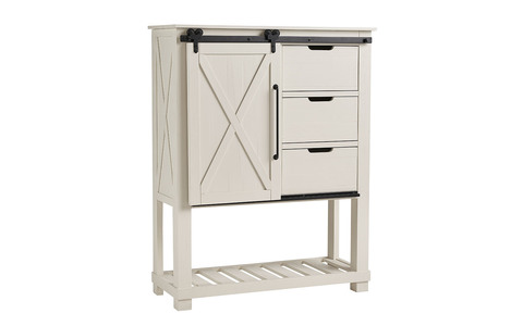 SUVWT5630 Large Barn Door Chest - White Finish