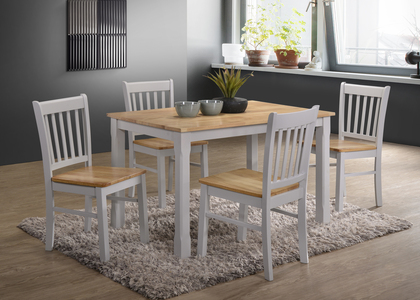 4' Set, 75X120Cm Table With 4 Chairs Grey & Oak