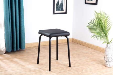 Stool Black With Pu Seat , Size 46Cm