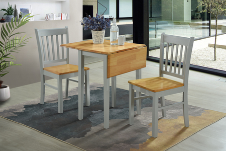 Grey Set, Dropleaf Grey Table 24" X 36/18" With 2 Thames Grey Chairs
