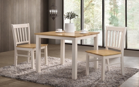 Cream & Oak Set, Table 30"X 30" Square,Solid Top With 2 Thames Cream & Oak Chairs