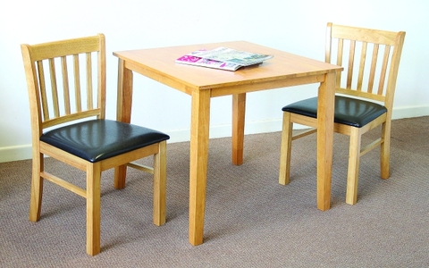 Light Oak Set, Table 30"X 30" Square, Solid Top With 2 Shannon Chairs