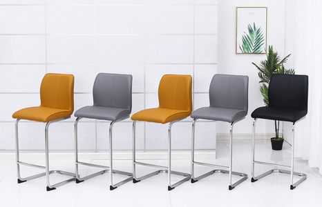 Stool With Brushed Steel Frame. Height 100Cm Seat Height 69Cm Black