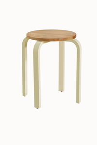 Natural Oak & Cream Stool. Size 46Cm High