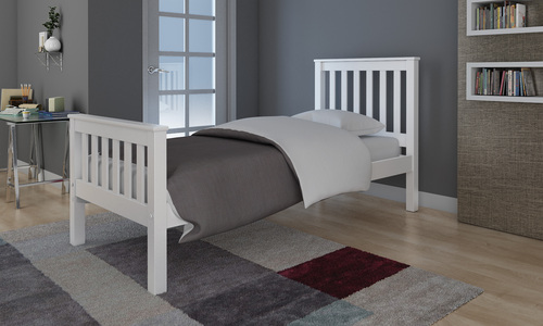 3' Bed (Fully Assembled Solid Pine Bed) White