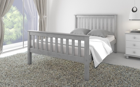 4' Bed (Fully Assembled Solid Pine Bed) Grey