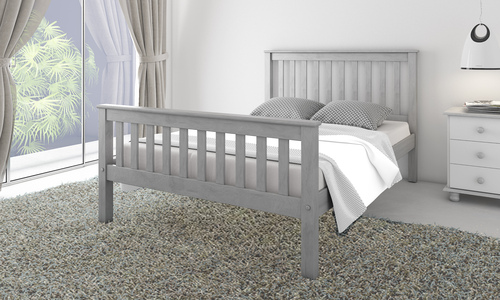 4'6 Bed (Fully Assembled Solid Pine Bed) Grey