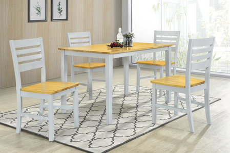 4' Grey & Oak Dining Set With 4 Chairs