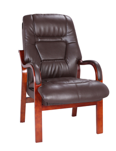 Fireside Chair Brown Pu With Wooden Frame
