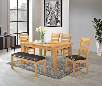 Set 90 X 150Cm Table With 4 Chairs & A Bench