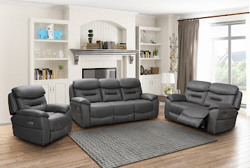 3PP - 3 Seater Electric Reclining With Drop Down Tray & Wireless Charger - Grey