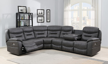 Corner Electric Reclining With Drop Down Tray & Wireless Charger - Grey