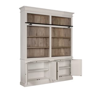 LY070 Lyon 4 Door Bookshelf(Rustic Brown Antique Inside & Cornforth White Ouside)
