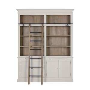 LY070 Lyon 4 Door Bookshelf(Rustic Brown Antique Inside & Cornforth White Ouside)