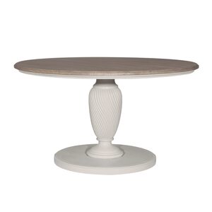 LY073 140Cm Lyon Round Dining Table(Rustic Brown Antique Top & Cornforth White Bottom)