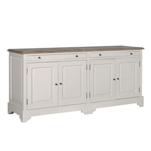 LY116 Lyon 4 Door Sideboard(Rustic Brown Antique Top & Cornforth White Bottom)