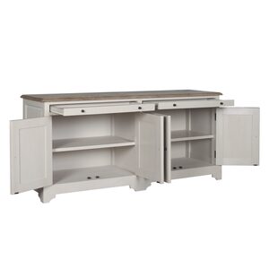 LY116 Lyon 4 Door Sideboard(Rustic Brown Antique Top & Cornforth White Bottom)
