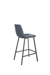 BARI65BLUE Vintage Blue Pucounter Stool 65Cm Seat Heightmetal Leg