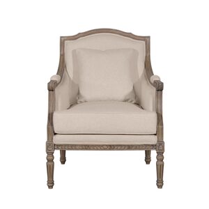 LY156BEIGE Lyon Armchair(Rustic Brown Antique & Beige Fabric)