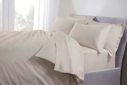 LC480FLC Super King Size Cream Linen Flat Sheet 480 Thread Count