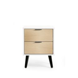 ALB021 2 Drawer Bedside - Soft Close - White/Oak