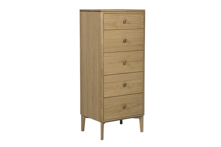 Had-412-NA Tall Chest 5 Drawer - Oak Natural