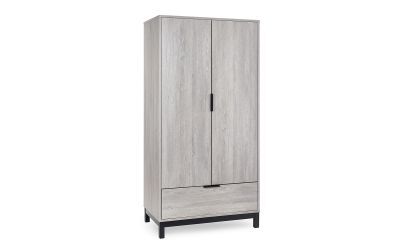BAL106 2 Door 1 Drawer Wardrobe- Grey Oak