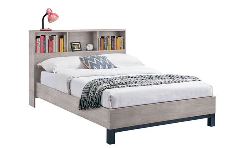 BAL109 Bookcase Headboard Bed 150Cm - Grey Oak