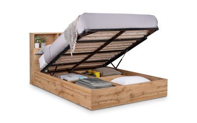 BAL003 5Ft Ottoman Bed With Gas Lift Up System - Light Oak
