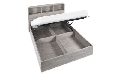 BAL005 4Ft6 Ottoman Bed With Gas Lift Up System -Grey Oak