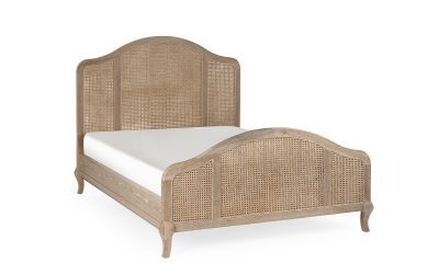 FLE001 Rattan Bed 135Cm- Light Oak