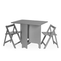 GAT203 Small Gateleg Table With 2 Chairs - Light Grey