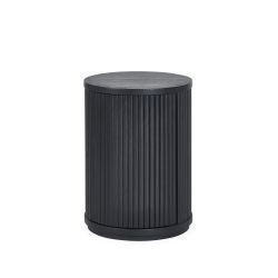 LOU009 Black Fluted Side Table With Door