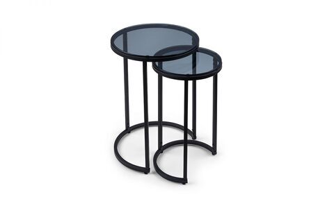 CHI019 Round Nesting Side Tables Smoked Glass