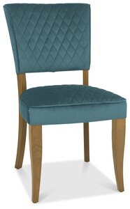 2741-09U-VAZ Uph Chair With Diamond Stitched Back & Seat - Azure Velvet (Pair)