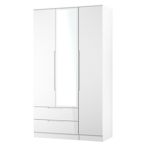 MIL142 Tall 2 Drawer Tiple Mirror Wardrobe