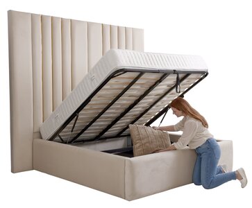 Isla Headboard with Gas Lift Ottoman Bed Frame