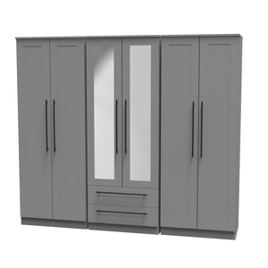 BEV192 Tall 6 Door 2 Drawer Centre Mirror Robe