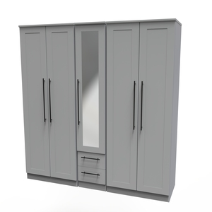 BEV191 Tall 5 Door 2 Drawer Centre Mirror Robe