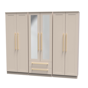 HAW192 Tall 6 Door 2 Drawer Centre Mirror Robe