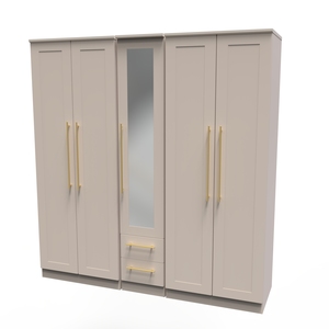 HAW191 Tall 5 Door 2 Drawer Centre Mirror Robe