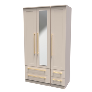 HAW162 Tall Triple 2 Drawer Mirror + Drawer Robe