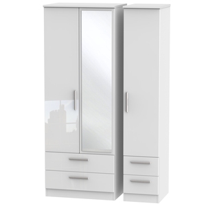 KNI162 Tall Triple 2 Drawer Mirror + Drawer Robe