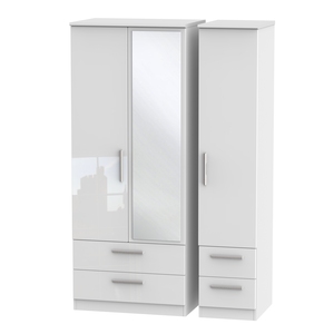 KNI152 Triple 2 Drawer Mirror + Drawer Robe