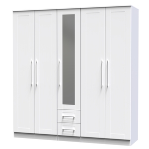 YOR191 Tall 5 Door 2 Drawer Centre Mirror Robe