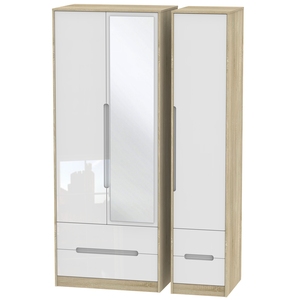 MON162 Tall Triple 2 Drawer Mirror + Drawer Robe